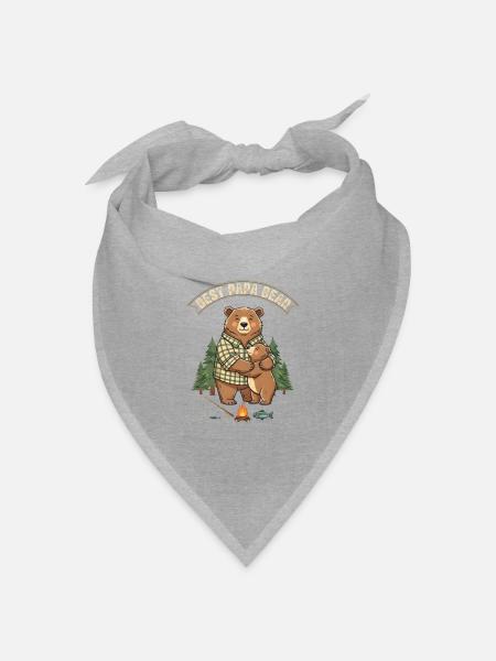 Best Papa Bear – Süßes Bären Papa Geschenk - Bandana Dreieckstuch - Grau meliert