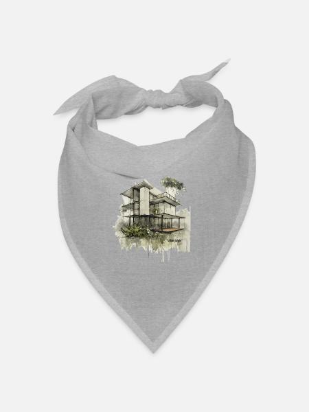 Urban Jungle Modern House - Bandana Dreieckstuch - Grau meliert