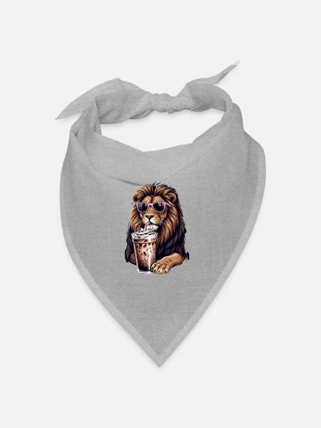 Löwe mit Pinker Sonnenbrille Shake - Bandana Dreieckstuch - Grau meliert