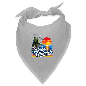 Retro Sunset Great Lakes Lake Ontario  - Bandana Dreieckstuch - Grau meliert - Vorne
