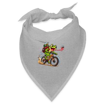 Funny Frog Riding Bicycle Cartoon - Bandana Dreieckstuch - Grau meliert - Vorne