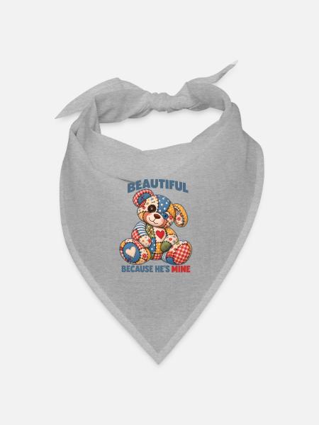 Patchwork-Teddy – Schön, weil er mir gehört - Bandana Dreieckstuch - Grau meliert