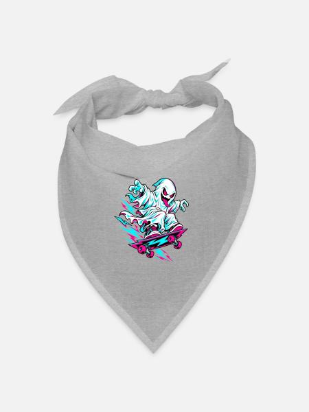 Neon Geist auf Skateboard - Bandana Dreieckstuch - Grau meliert