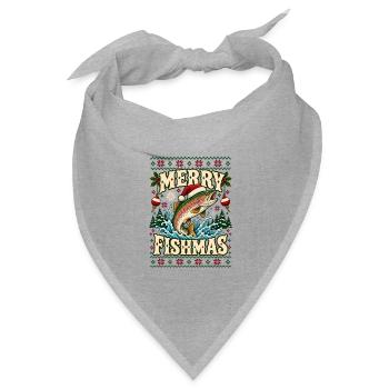Merry Fishmas Fishing Christmas - Bandana Dreieckstuch - Grau meliert - Vorne