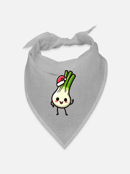 Nikolauch Kawaii Lauch - Bandana Dreieckstuch - Grau meliert