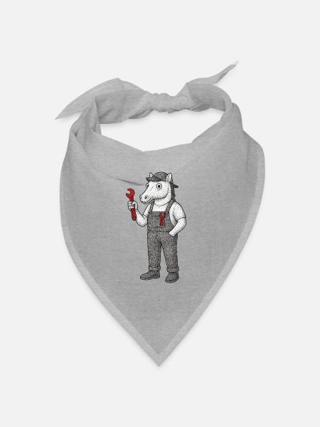 Pferdemechaniker mit Schraubenschlüssel - Bandana Dreieckstuch - Grau meliert