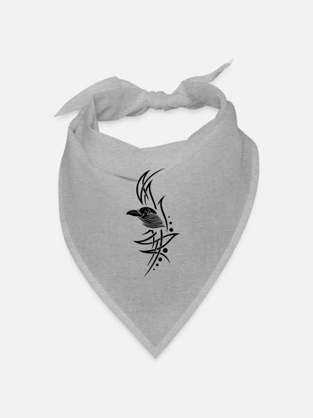 Krähe, crow, Tribal, Tattoo - Bandana Dreieckstuch - Grau meliert