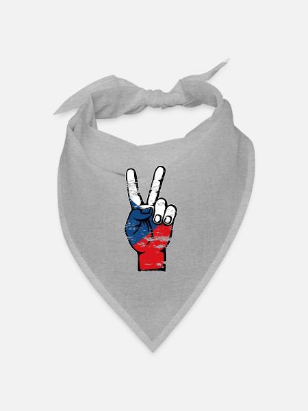 Tschechien Flagge Frieden Victory Symbol used - Bandana Dreieckstuch - Grau meliert