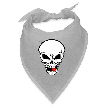 Rebellenschädel mit rotem Lutscher - Bandana Dreieckstuch - Grau meliert - Vorne
