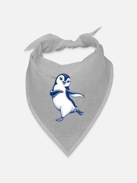 Süßer tanzender Pinguin für Mädchen - Bandana Dreieckstuch - Grau meliert