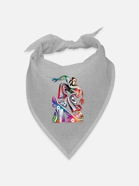 Bunte Skater-Abstraktion - Bandana Dreieckstuch - Grau meliert