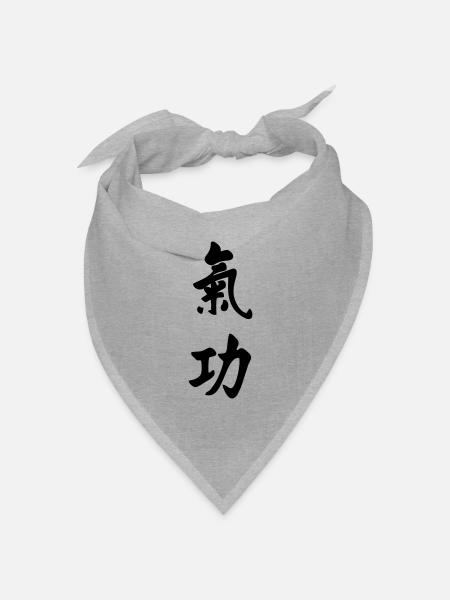 QI Gong Schreiben vertikal - Bandana Dreieckstuch - Grau meliert