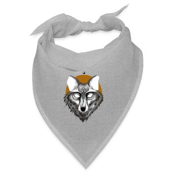 Mystischer Wolf mit Pentagramm Blick - Bandana Dreieckstuch - Grau meliert - Vorne