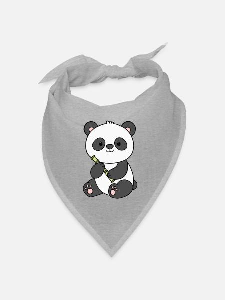 Panda Pandabär - Bandana Dreieckstuch - Grau meliert