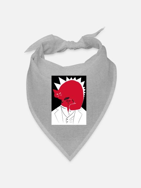 Verrückte Katze - Bandana Dreieckstuch - Grau meliert
