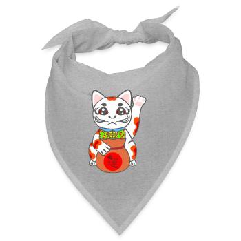 Maneki Neko, Glückskatze, japanese Bobtail Katze - Bandana Dreieckstuch - Grau meliert - Vorne