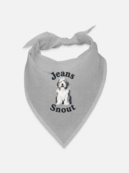 Bobtail im Jeansflicken-Stil - Bandana Dreieckstuch - Grau meliert