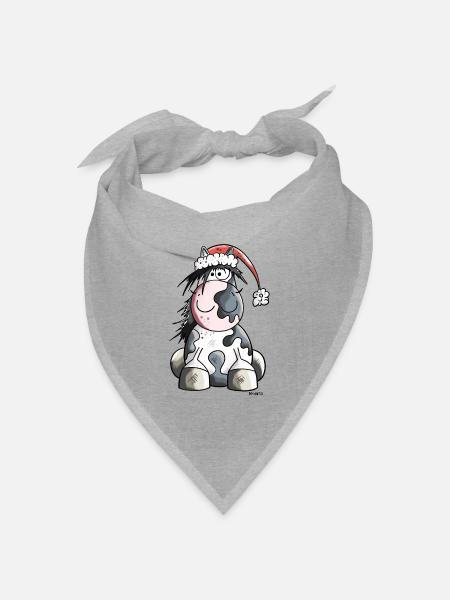 Weihnachtspferd - Bandana Dreieckstuch - Grau meliert