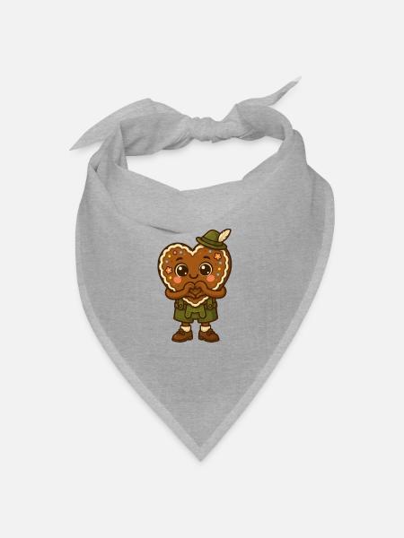Lebkuchenheld in Lederhosen - Bandana Dreieckstuch - Grau meliert