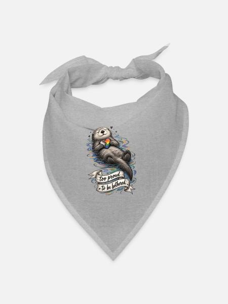 Otter mit Pridefahne - Too proud to be bothered  - Bandana Dreieckstuch - Grau meliert