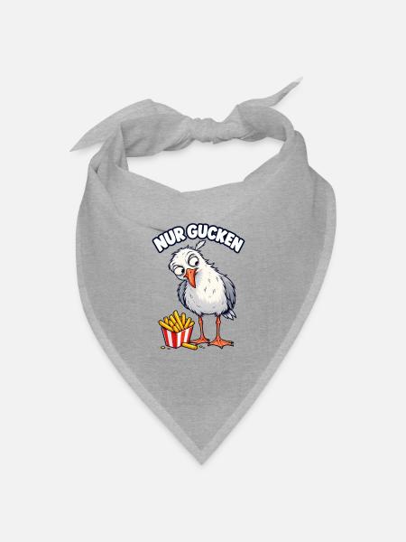Nur gucken – Möwe mit Pommes - Bandana Dreieckstuch - Grau meliert