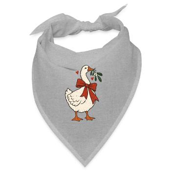 Weihnachtsgans Schleife Mistelzweig Coquette Gans - Bandana Dreieckstuch - Grau meliert - Vorne