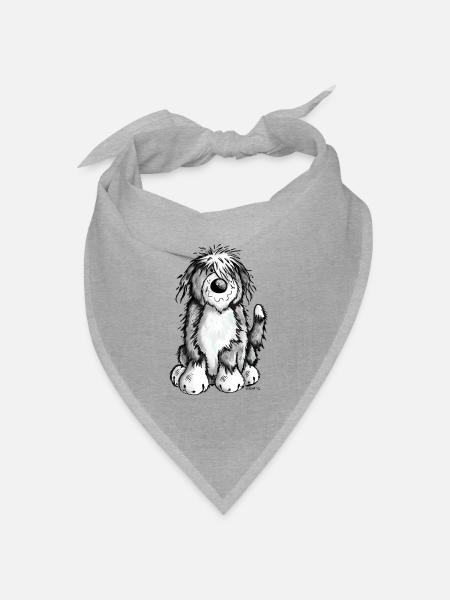 Niedlicher Bearded Collie - Bandana Dreieckstuch - Grau meliert