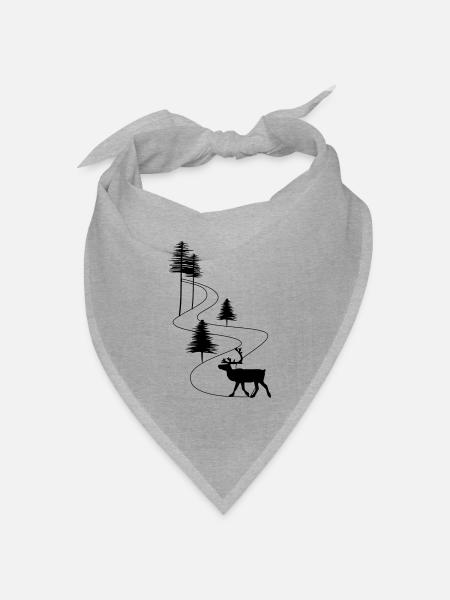 Skandinavien Straße Rentier - Bandana Dreieckstuch - Grau meliert