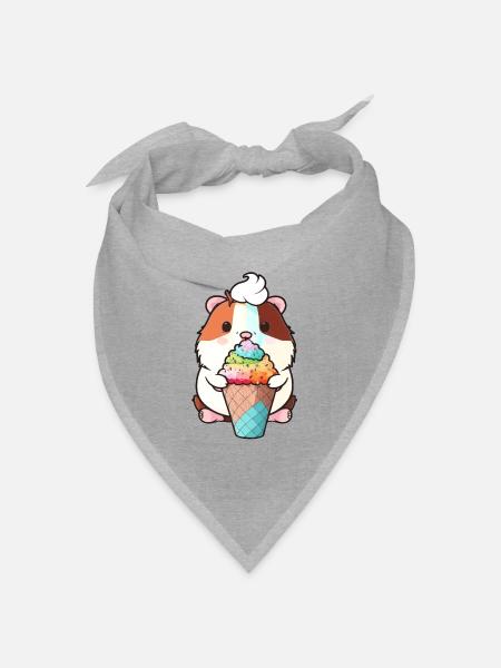 Kleiner Hamster mit buntem Eis - Bandana Dreieckstuch - Grau meliert