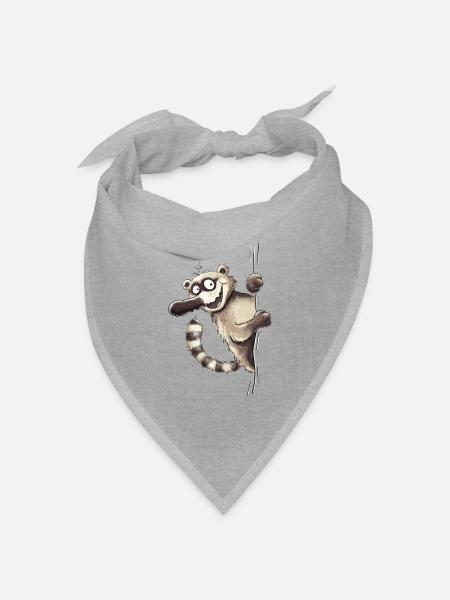 Lustiger Nasenbär Tiermotiv Tiercartoon Wildtier - Bandana Dreieckstuch - Grau meliert