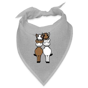 2 Pferde Mann Frau Liebespaar Freunde Liebe Team - Bandana Dreieckstuch - Grau meliert - Vorne