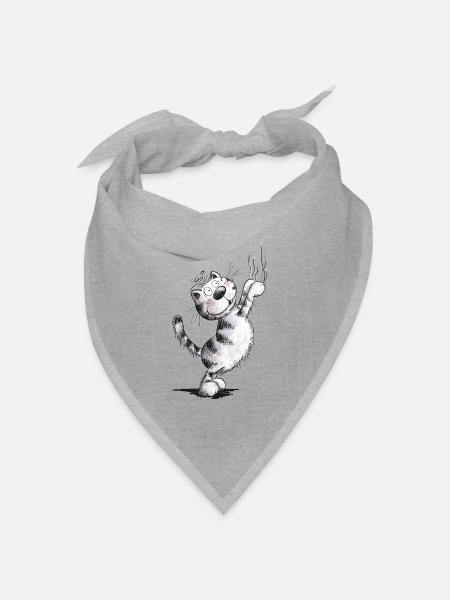 Lustige Katze Kratzt - Bandana Dreieckstuch - Grau meliert
