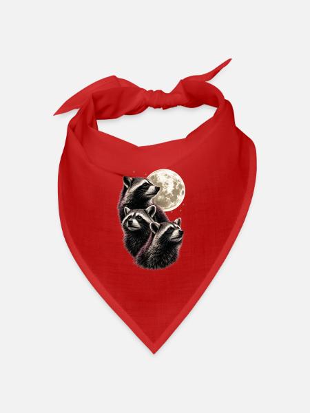 Waschbären Vollmond Nacht Tierliebhaber Lustig - Bandana Dreieckstuch - Rot