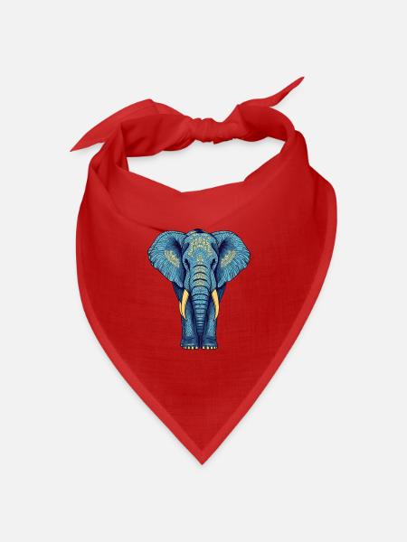 Eleganter Elefantenkopf mit Ornamentmuster - Bandana Dreieckstuch - Rot