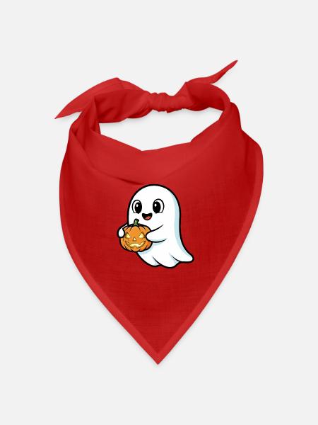 Niedlicher Geist mit Kürbis - Bandana Dreieckstuch - Rot