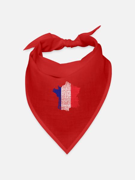 Frankreich Kartenflagge im Strichstil - Bandana Dreieckstuch - Rot