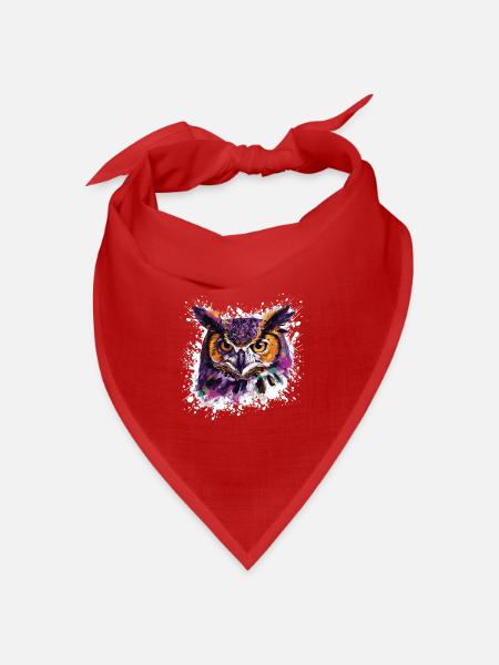 Eule Tier Nachteule - Bandana Dreieckstuch - Rot