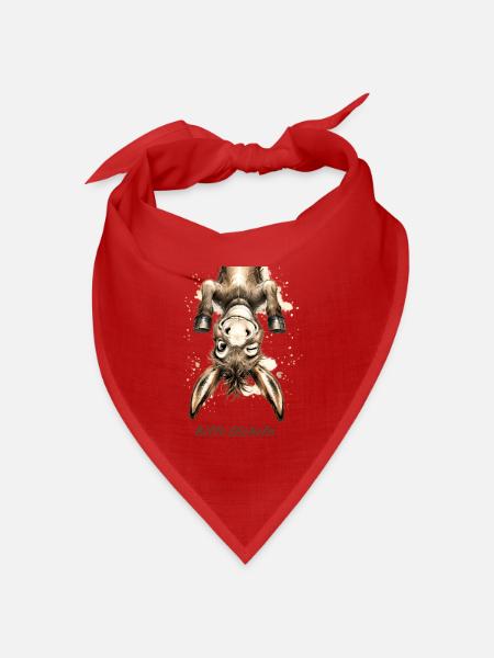 Bitte lächeln – Lustiger Esel - Bandana Dreieckstuch - Rot