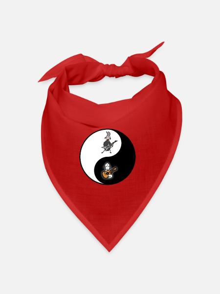 Hardrock vs Akustik Yin Yang alles im Einklang - Bandana Dreieckstuch - Rot