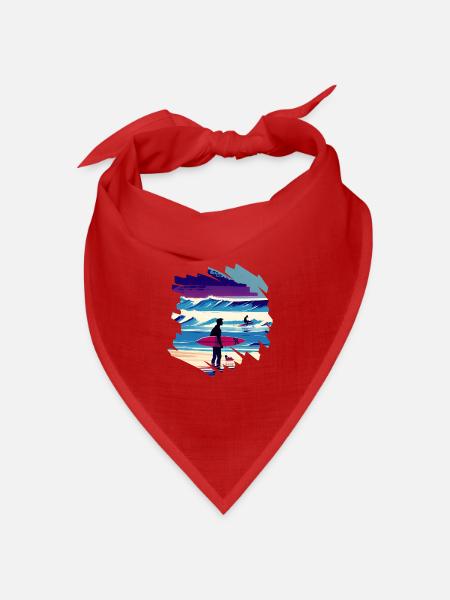Surfer am Strand - Spaß - Surfen - Vintage - Bandana Dreieckstuch - Rot