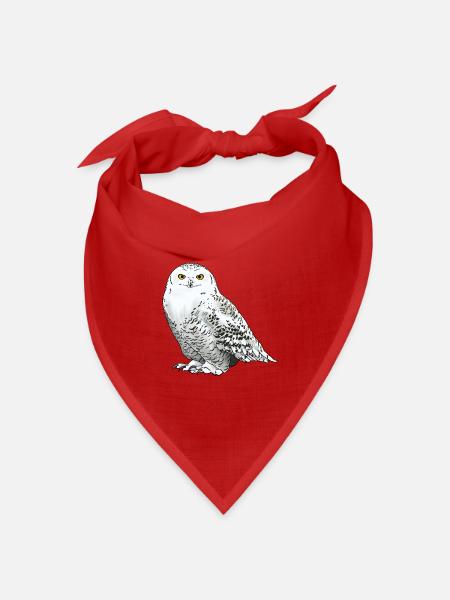 Schneeeule weiss - Bandana Dreieckstuch - Rot