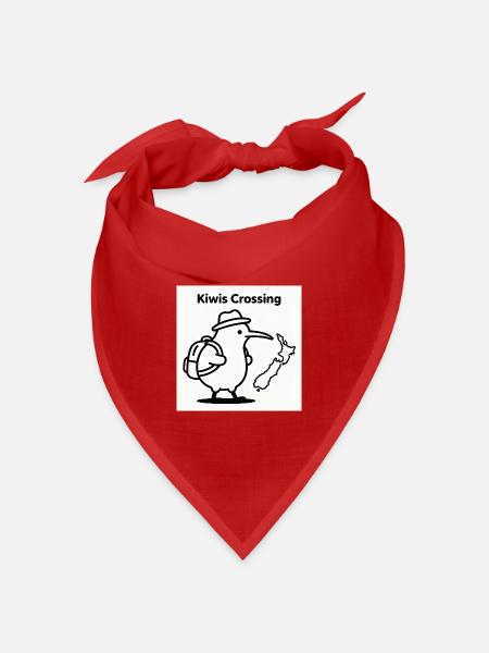 Kiwis Crossing: Reisender Kiwi mit Rucksack - Bandana Dreieckstuch - Rot
