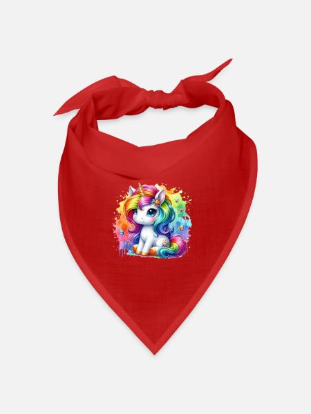 Regenbogen Einhorn Aquarell - Bandana Dreieckstuch - Rot