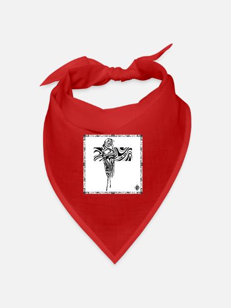 Abstrakter Papagei im fließenden Kreuz - Bandana Dreieckstuch - Rot