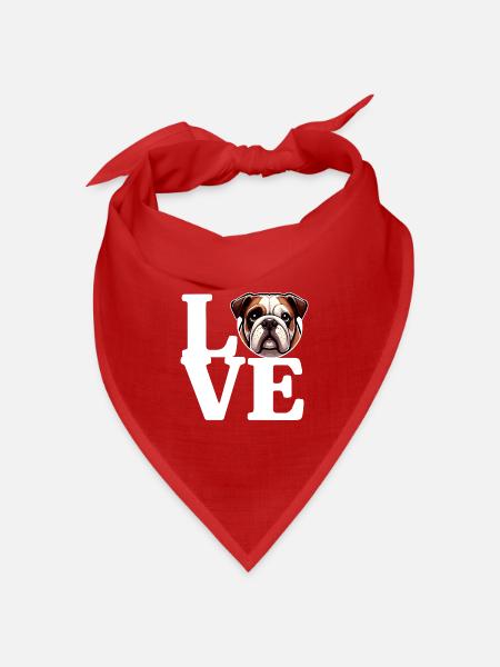 LIEBE English Bulldog Dog Dog Lover Lustig - Bandana Dreieckstuch - Rot