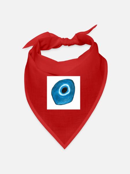 Blaues Auge in Kreisform - Bandana Dreieckstuch - Rot