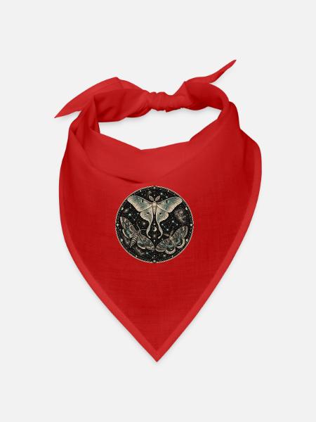 Kosmische Schmetterlinge in einem Mandala - Bandana Dreieckstuch - Rot