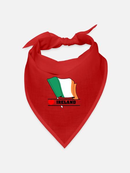 Irland-Flagge mit Herz - Bandana Dreieckstuch - Rot