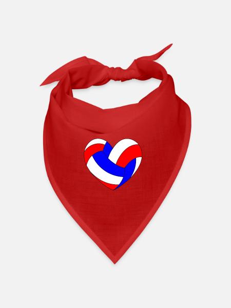 Volleyball Herz Blau Weiß Rot - Bandana Dreieckstuch - Rot