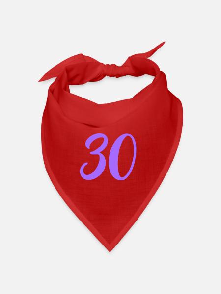 Zahl 30 in Lavendel Kalligrafie - Bandana Dreieckstuch - Rot
